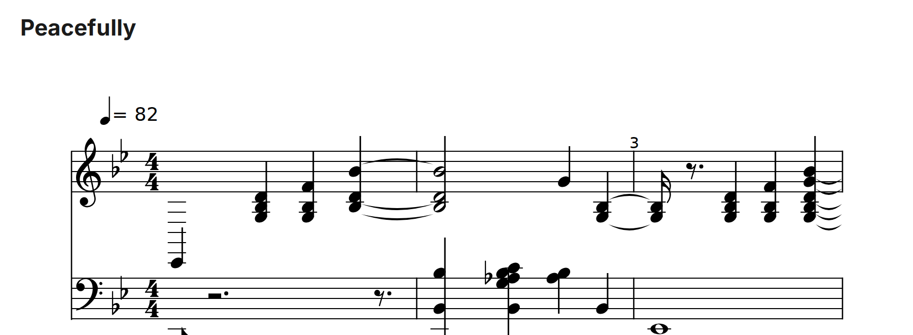 Peacefully — 피아노 악보 미리보기 / piano sheet music preview