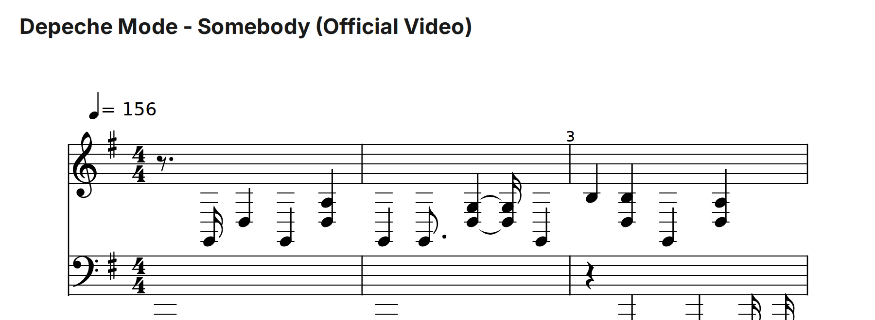Depeche Mode - Somebody (Official Video) — 피아노 악보 미리보기 / piano sheet music preview